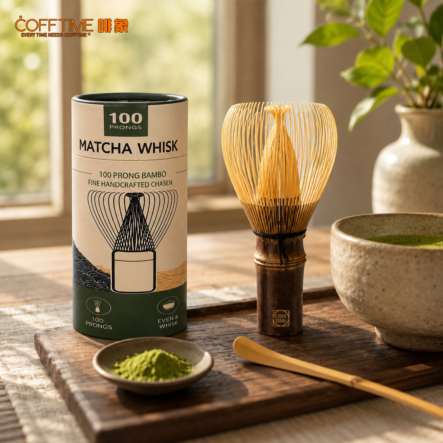 Bamboo Whisk Chasen - COFFTIME 100 Prongs Matcha Whisk Bamboo